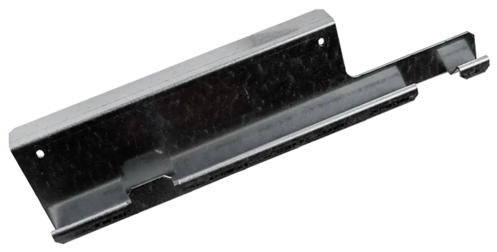 Einhängewinkel aus Metall, hergestellt von Wolf. Das Bauteil hat eine schlichte Form mit einer durchgehenden vertikalen Kante und einer aufklappbaren oberen Abdeckung.